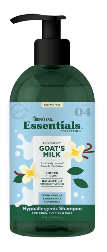 Tropiclean Essentials Goat's Milk Shampoo for Dogs, Puppies & Cats 16 oz