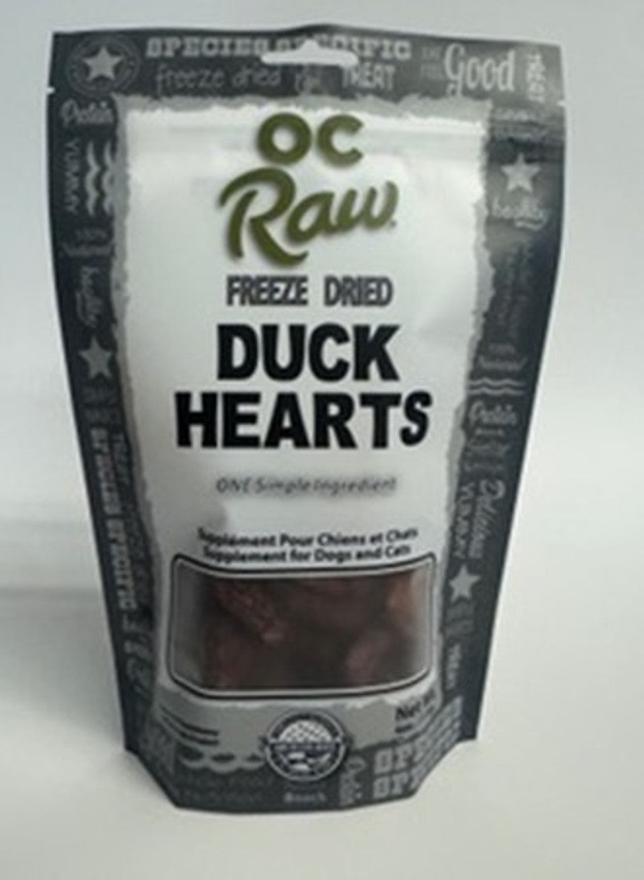 OC Raw Freeze Dried Duck Hearts 4 oz.