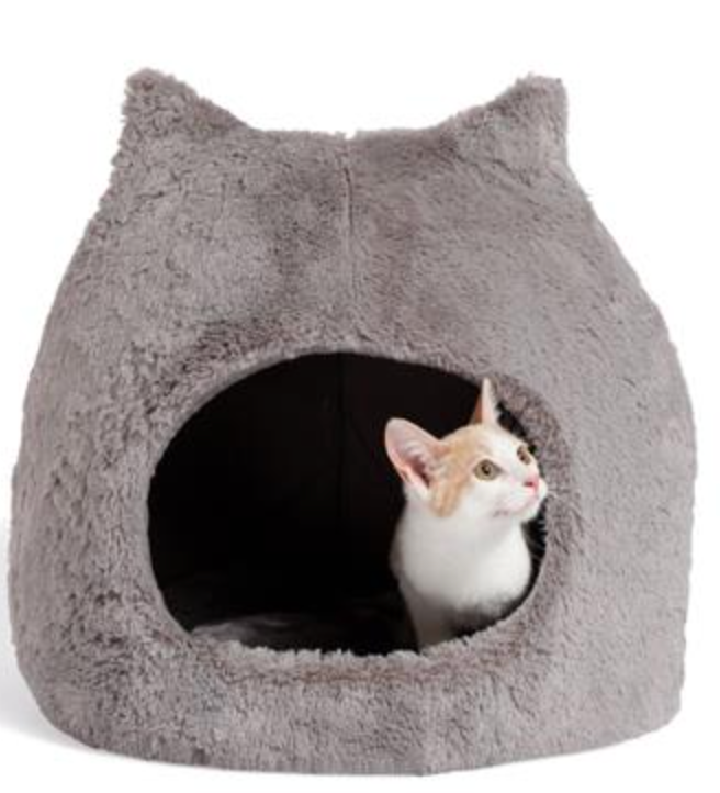 Outward Hound Meow Hut Fur Grey Cat Bed