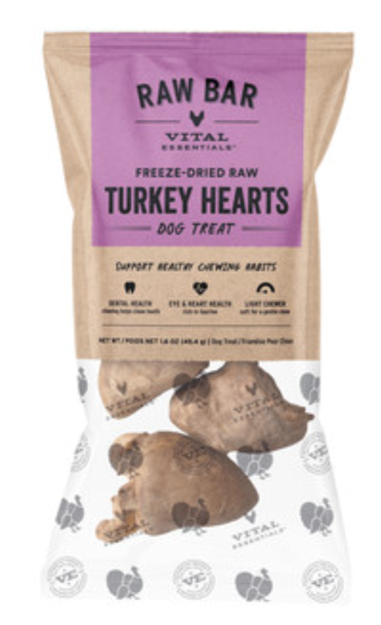 Vital Essentials Raw Bar Freeze Dried Turkey Hearts