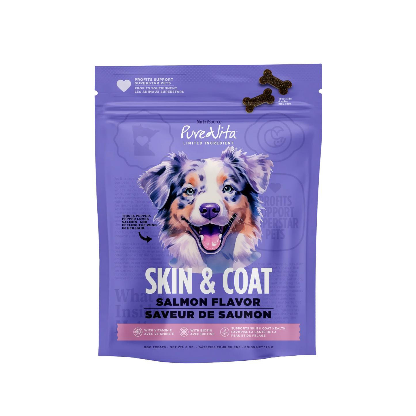Pure Vita Skin & Coat Treats Dog 6 oz.
