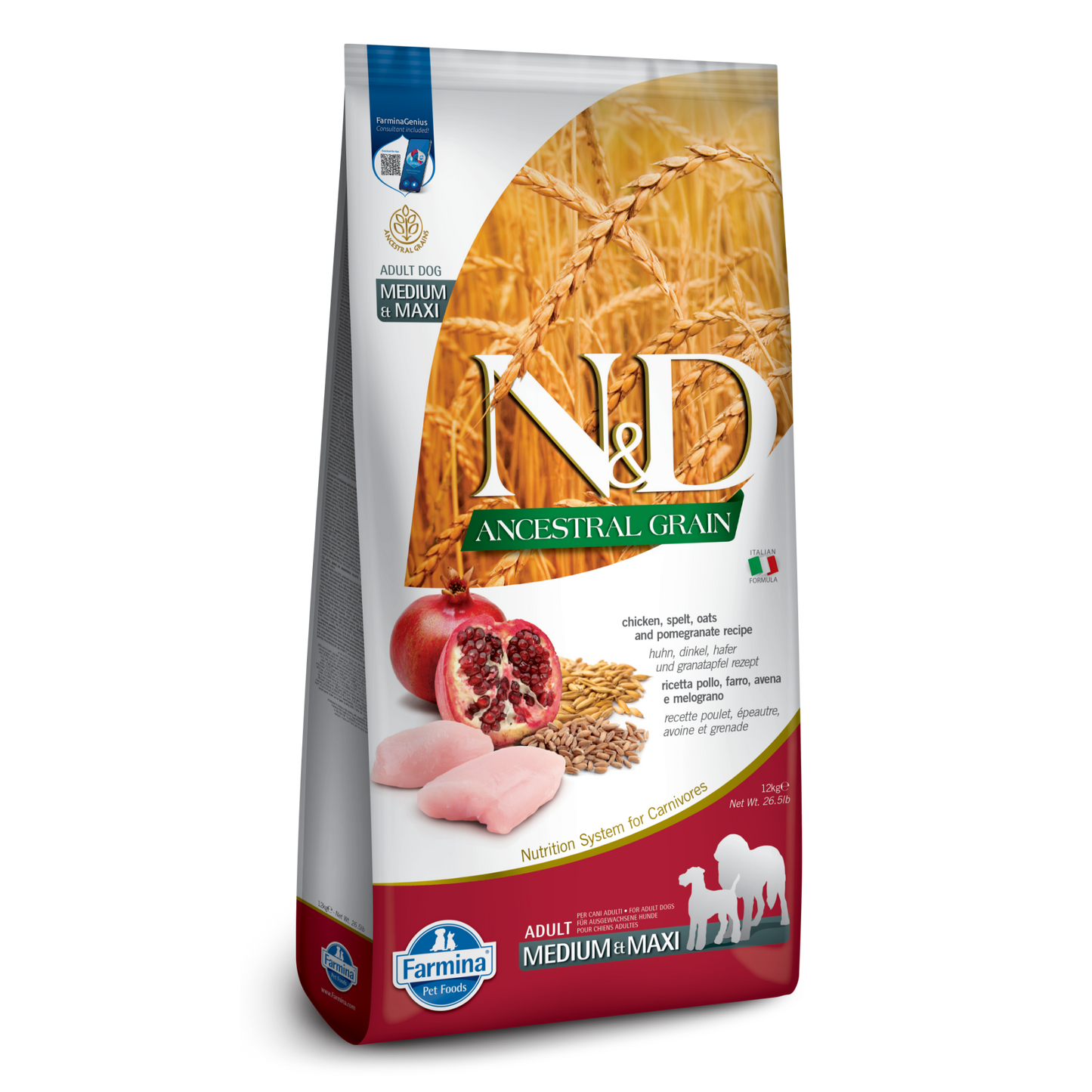 Farmina N&D Ancestral Grain Chicken & Pomegranate Medium & Maxi Breed