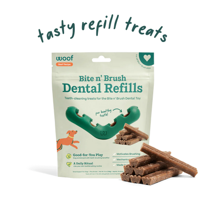 Woof Pet Bite n' Brush Dental Refills Beef