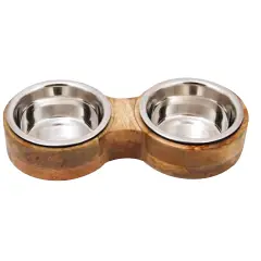 Advanced Pet Product Round Wooden Standard Double Diner
