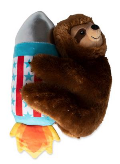 Fringe Rocket Sloth Plush Dog Toy
