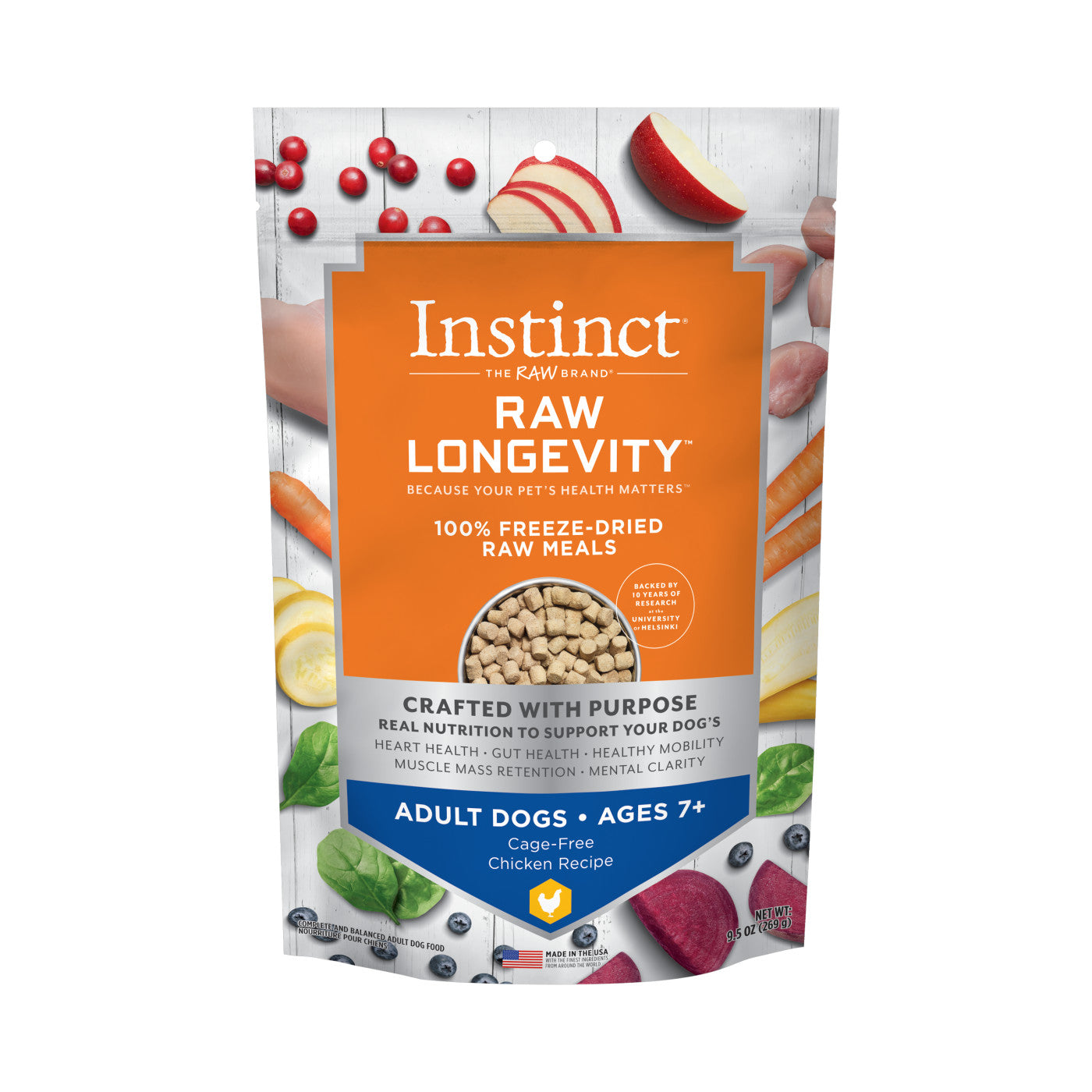 Instinct Raw Longevity Freeze-Dried Meals Adult 7+ Chicken 9.5 oz