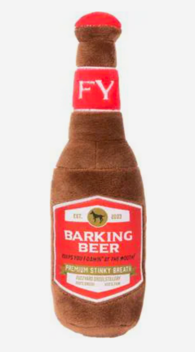 FuzzYard Dog Barking Beer Plush Dog Toy