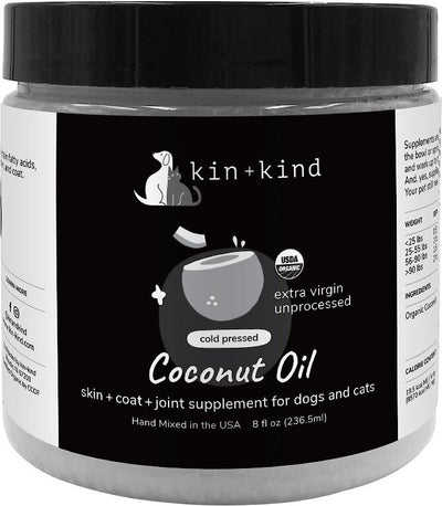Kin + Kind Raw Coconut Oil Skin & Coat Boost 8 oz.