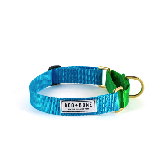 Dog + Bone Martingale Blue & Green 11"-14" Small