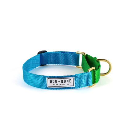 Dog + Bone Martingale Blue & Green 11"-14" Small