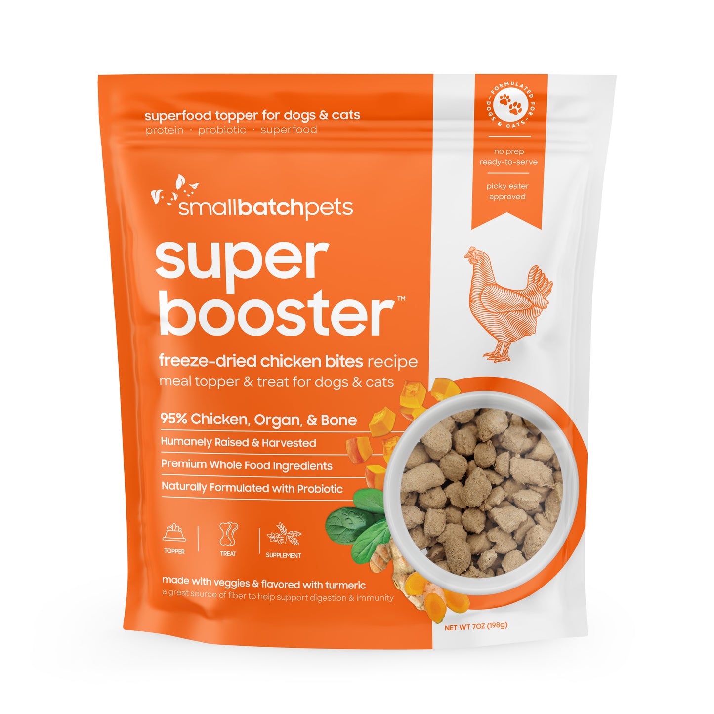 Small Batch Dog Super Booster Freeze Dried Chicken Bites 7oz.