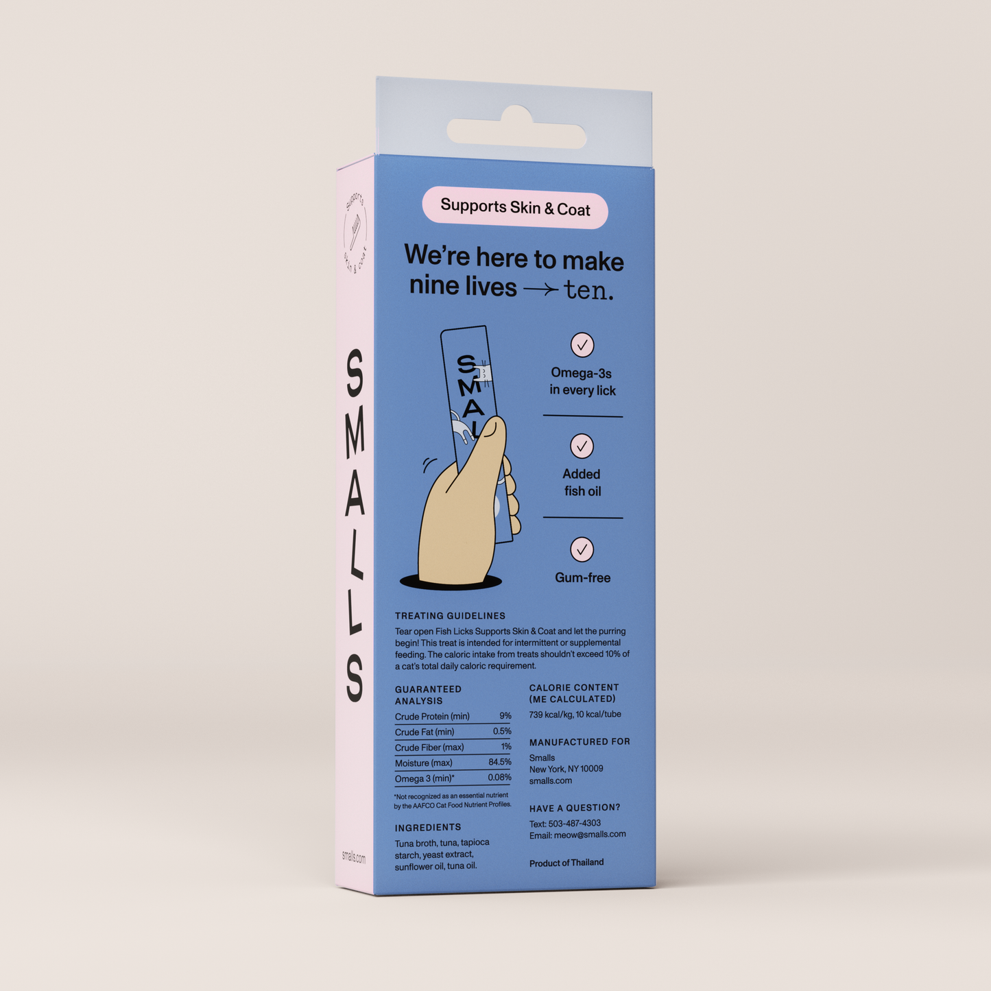 Smalls Tuna Skin & Coat Lickable Treats Cat 8 Pack