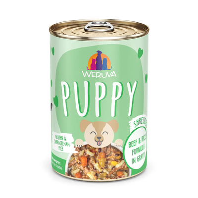 Weruva Puppy Shredded Beef & Rice in Gravy
