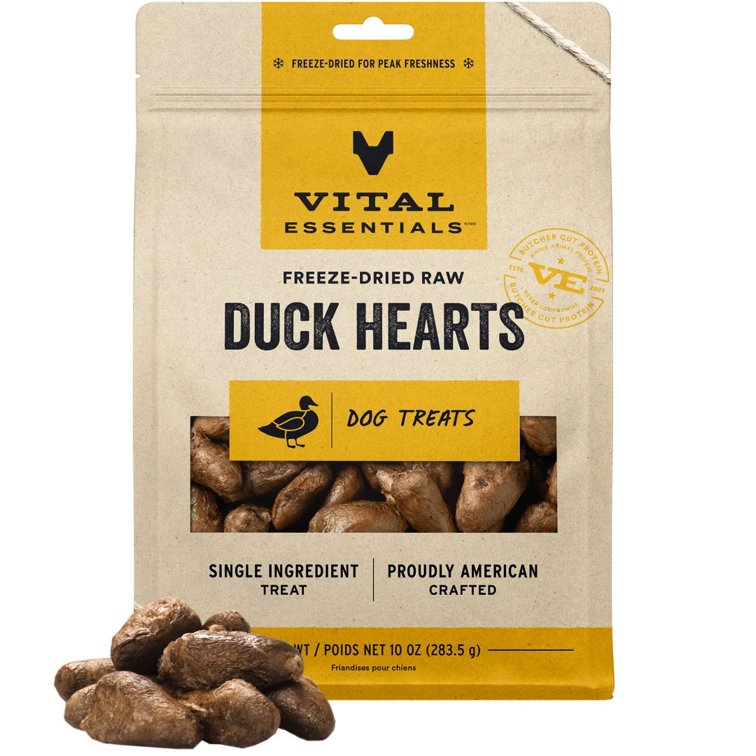 Vital Essentials Freeze Dried Duck Heart 10 oz.
