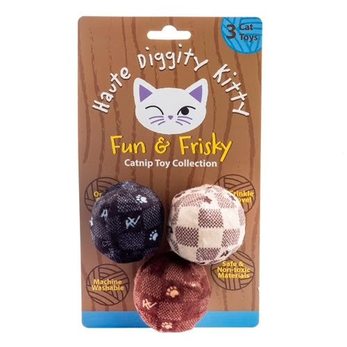 Haute Diggity Kitty Vuiton Checker Organic Catnip Ball 3 Pack