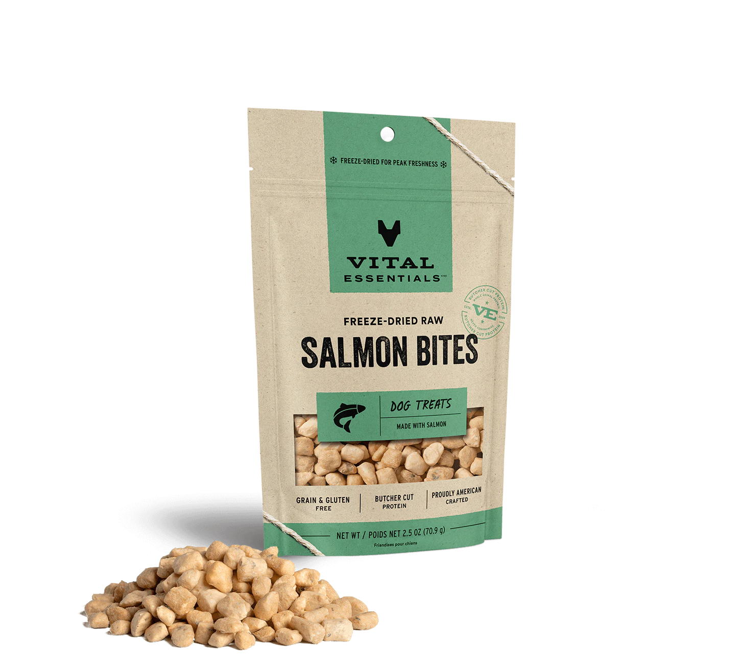 Vital Essentials Freeze Dried Alaskan Salmon Bites 2.5 oz.