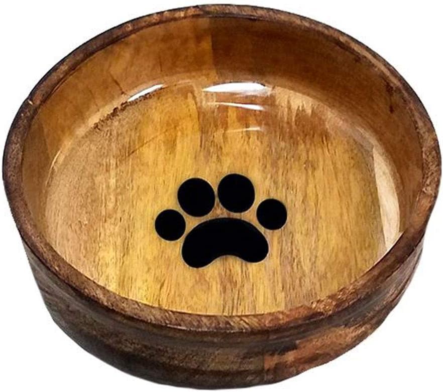 Advanced Pet Product Round Wood Paw Print Bowl