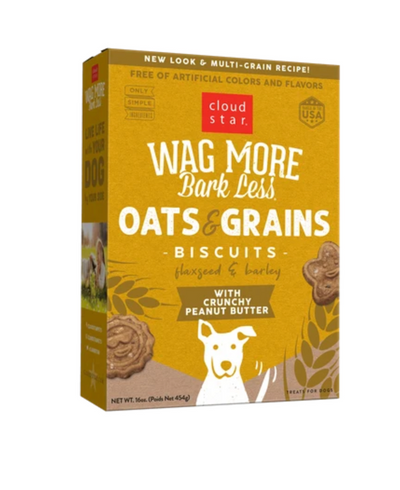 Cloud Star Wag More Bark Less Oats & Grains Biscuits with Crunchy Peanut Butter