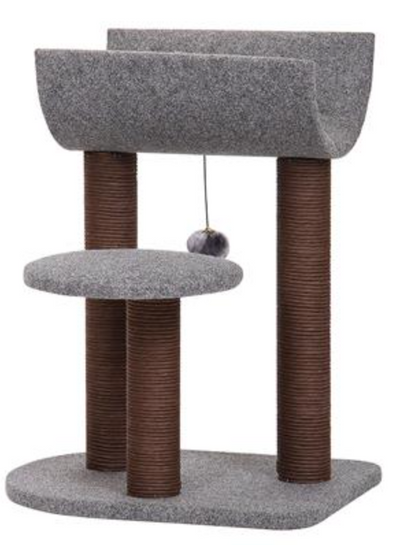 Petpals Chocolate Cat Tower with Felt, Cradle Perch & Scratching Post