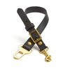 Pinewood Leather Black Dog Seatbelt with Gold Hardware
