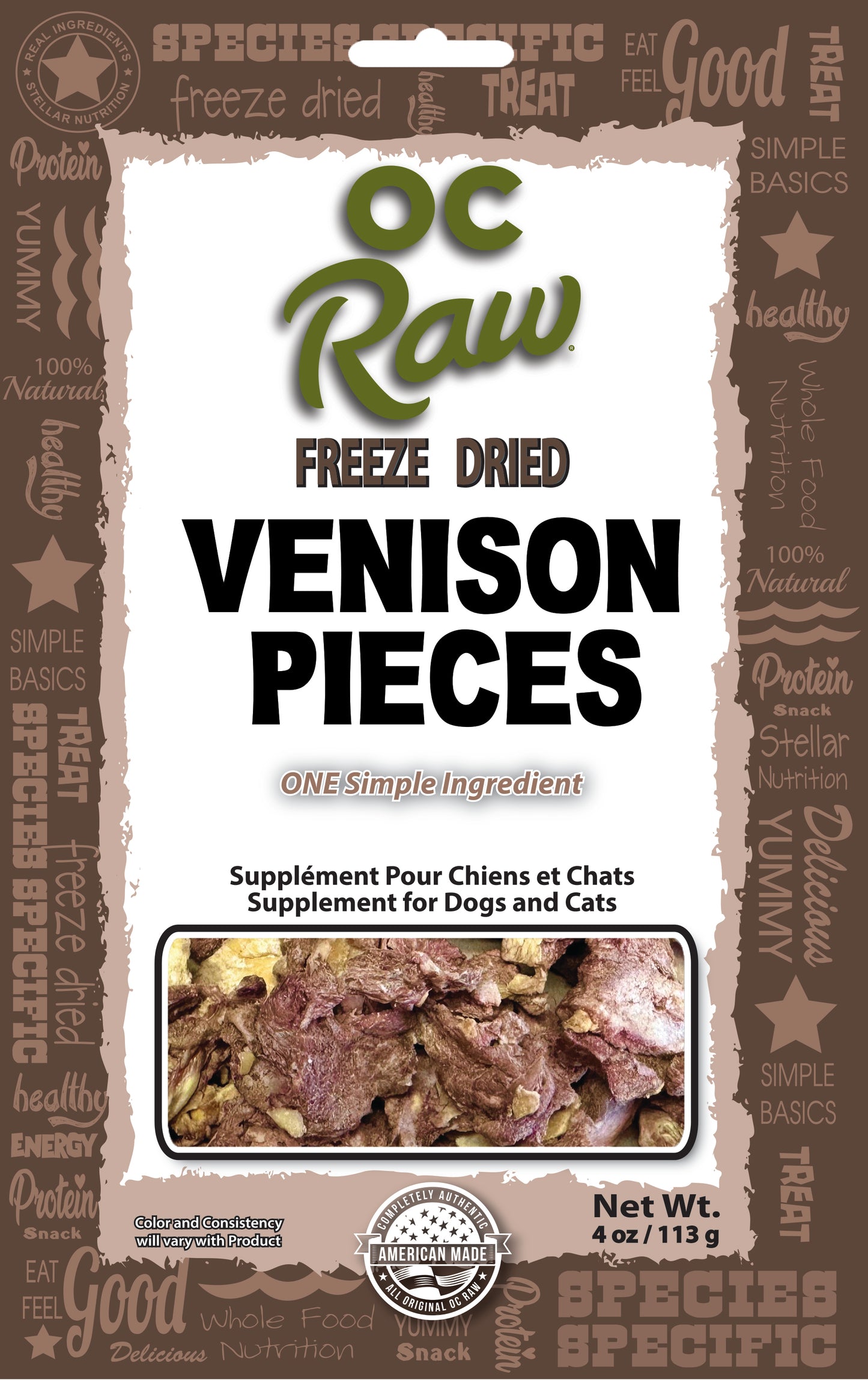 OC Raw Freeze Dried Venison Pieces 4 oz.