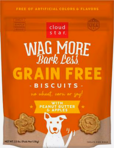 Cloud Star Wag More Bark Less Grain Free Biscuits with Peanut Butter & Apples