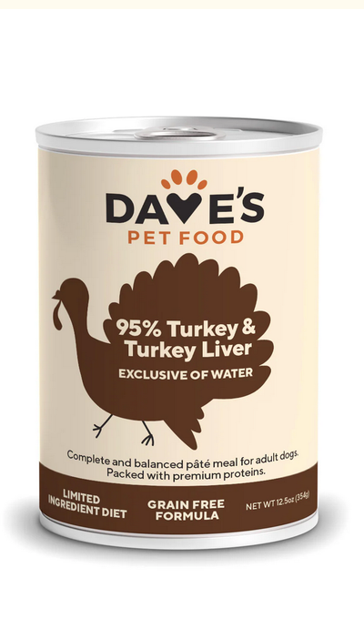 Dave's Pet Food Premium 95% Turkey & Turkey Liver