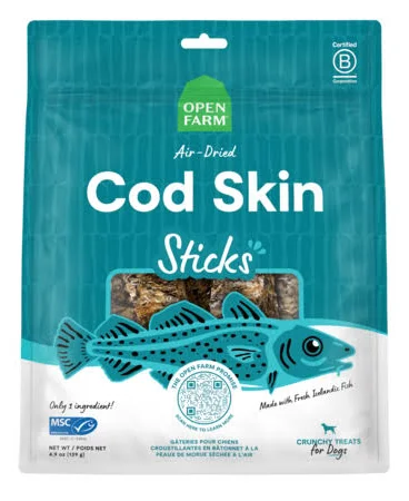 Open Farm Air Dried Cod Skins Crunchy Sticks 4.9 oz