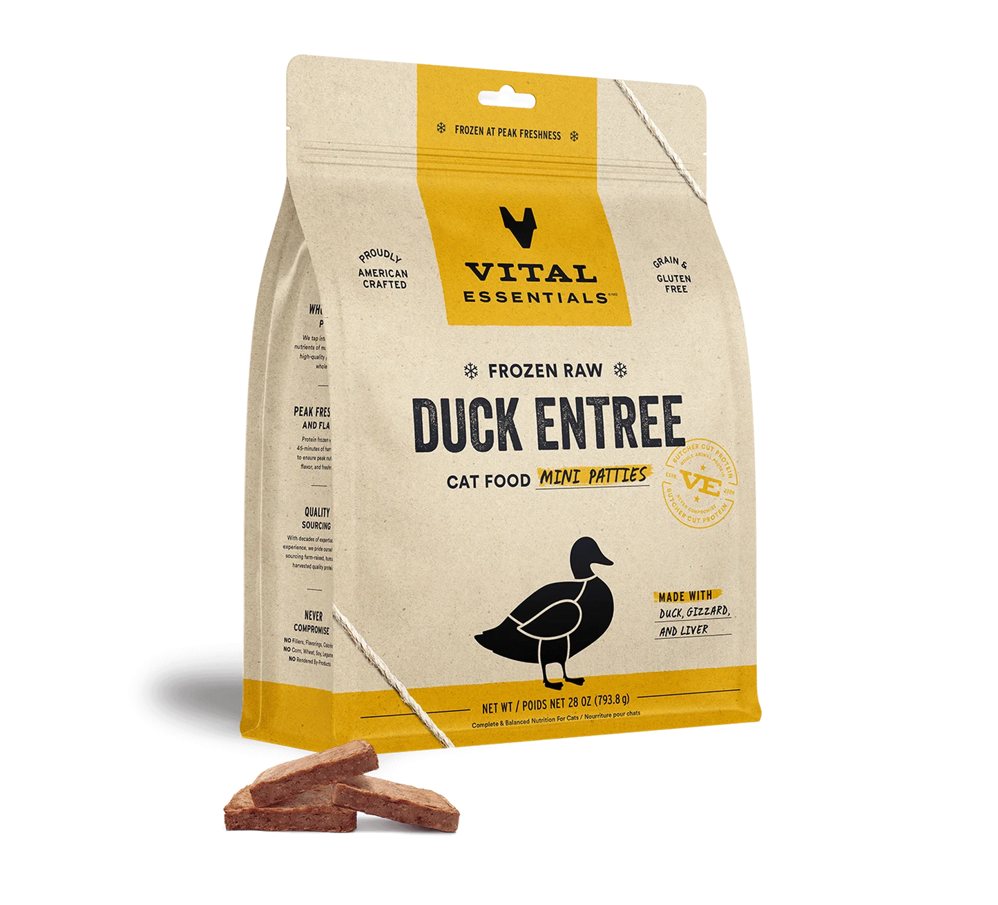 Vital Essentials Cat Frozen Raw Mini Duck Patties 28 oz