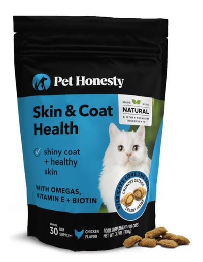 Pet Honesty Cat Skin & Coat Health Dual Texture Chew Supplement 3.7 oz