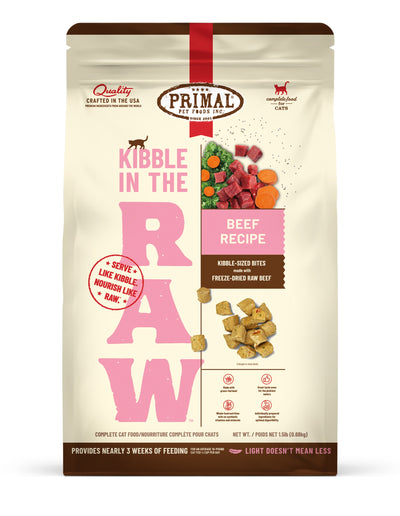 Primal Cat Kibble in the Raw Beef