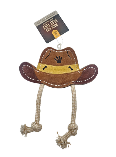 Advanced Pet Product Tuff Toy Leather & Wool Rodeo Hat