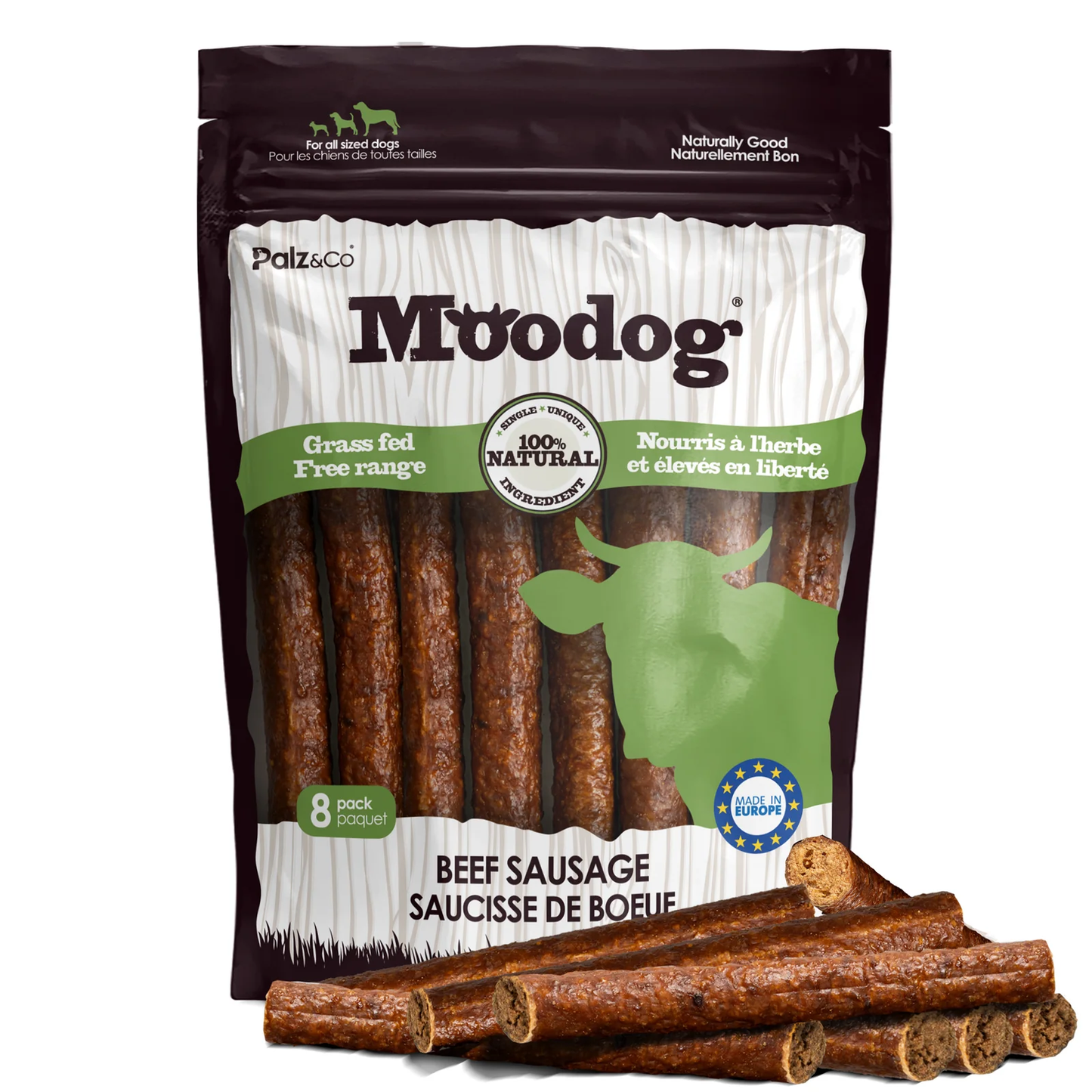 Palz & Co MooDog Beef Sausage 8 Pack
