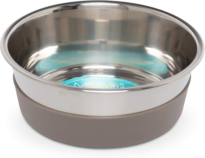 Messy Mutts Stainless Steel Dog Bowl with Non-Slip Removable Silicone Base