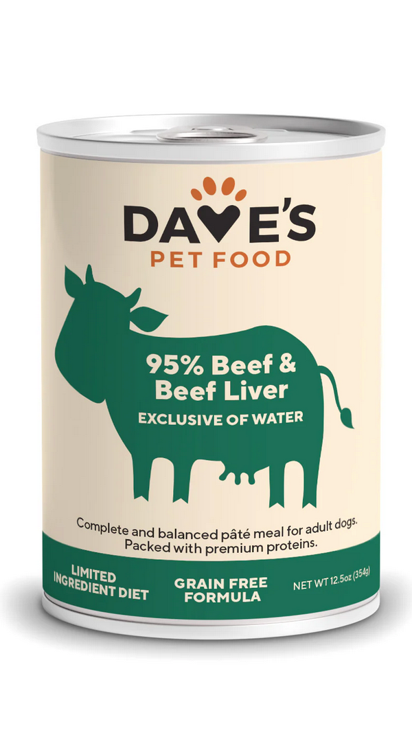 Dave's Pet Food Premium 95% Beef & Beef Liver