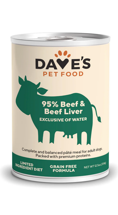 Dave's Pet Food Premium 95% Beef & Beef Liver