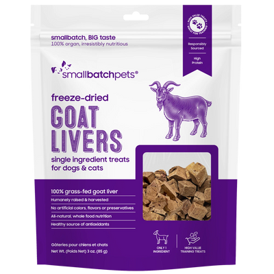 Small Batch Freeze Dried Goat Livers 3 oz.