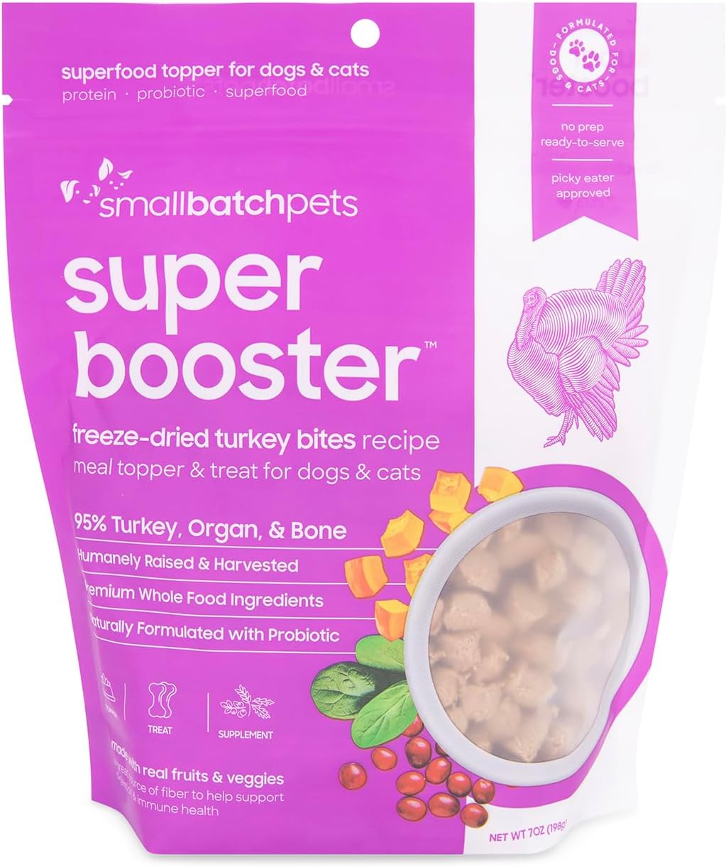 Small Batch Dog Super Booster Freeze Dried Turkey Bites 7oz.