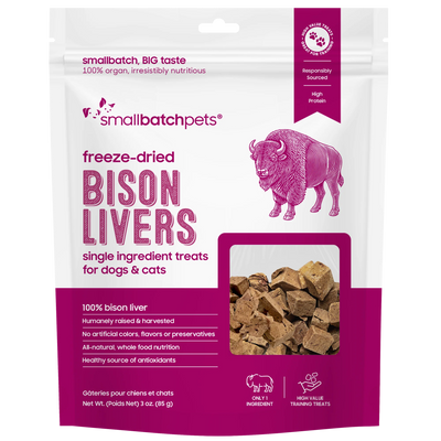 Small Batch Freeze Dried Bison Livers 3 oz.
