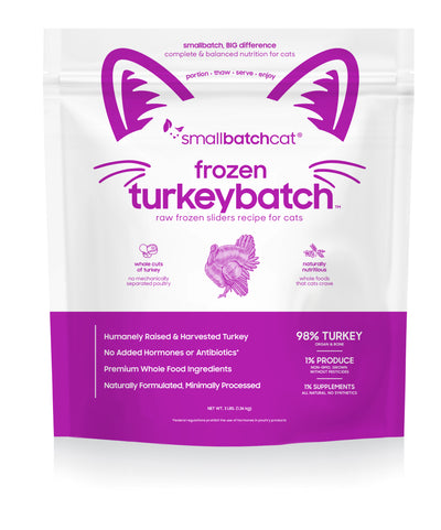 Small Batch Cat Raw Frozen Turkey Sliders 3 Lb.