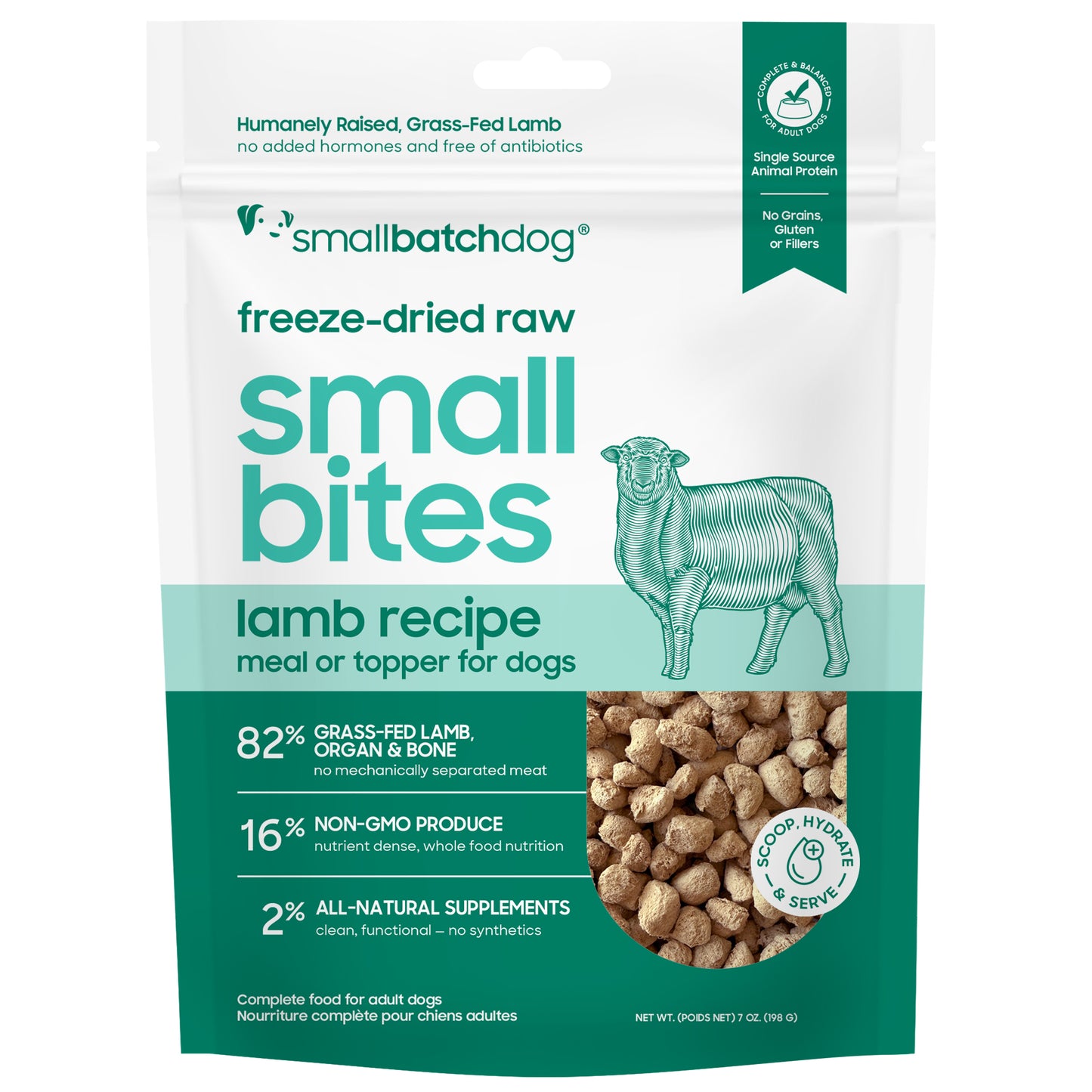 Small Batch Freeze Dried Lamb Small Bites  7 oz.