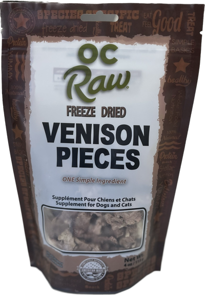 OC Raw Freeze Dried Venison Pieces 4 oz.