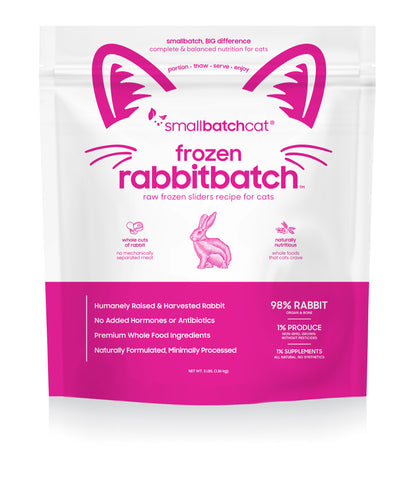 Small Batch Cat Raw Frozen Rabbit Sliders 3 Lb.