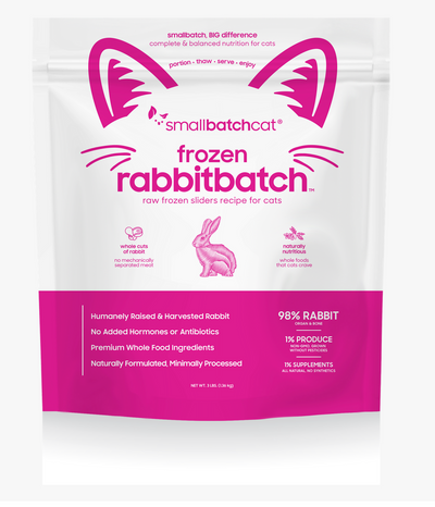 Small Batch Cat Raw Frozen Rabbit Sliders 3 Lb.