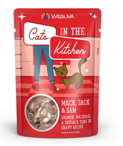Weruva Cats in the Kitchen Mack, Jack & Sam Salmon, Mackerel & Tuna Pouch