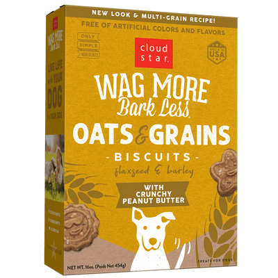 Cloud Star Wag More Bark Less Oats & Grains Biscuits with Crunchy Peanut Butter