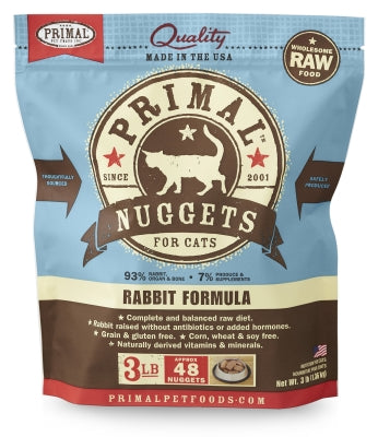 Primal Cat Raw Rabbit Nuggets 3lbs.