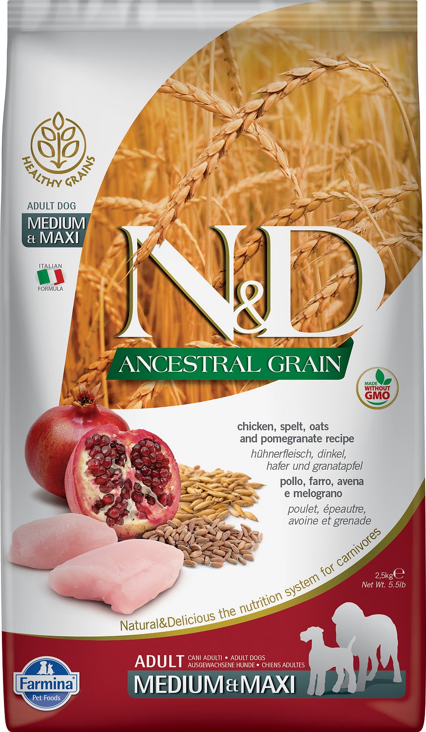 Farmina N&D Ancestral Grain Chicken & Pomegranate Medium & Maxi Breed