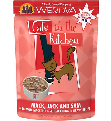 Weruva Cats in the Kitchen Mack, Jack & Sam Salmon, Mackerel & Tuna Pouch