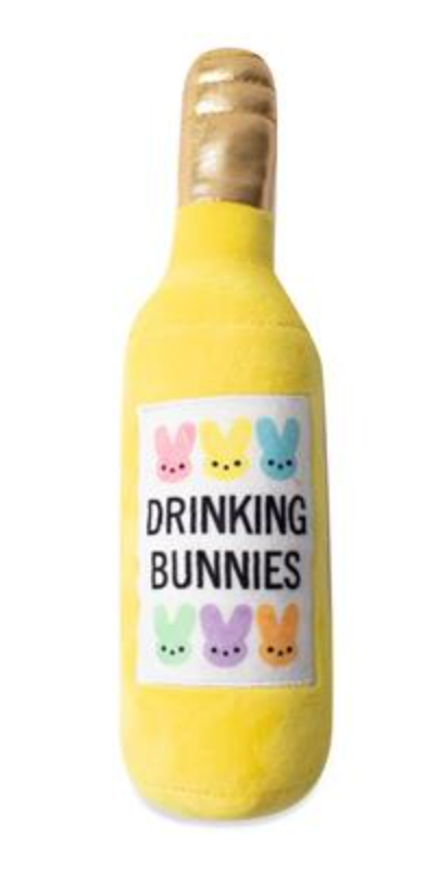 Fringe Drinking Bunnies Plush Dog Toy